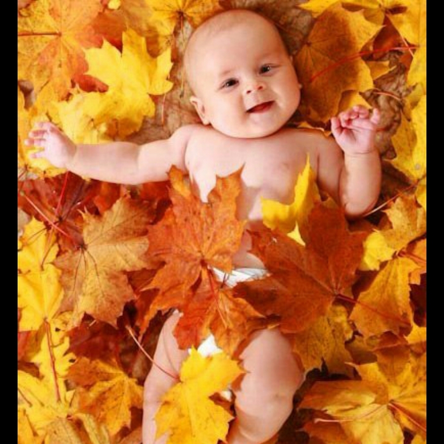 Фотосессия с малышом в листве
